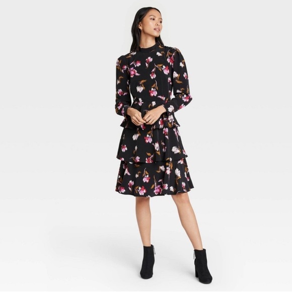 WHO WHAT WEAR | PUFF LONG SLEEVE A-LINE DRESS Sz XS - Picture 1 of 6